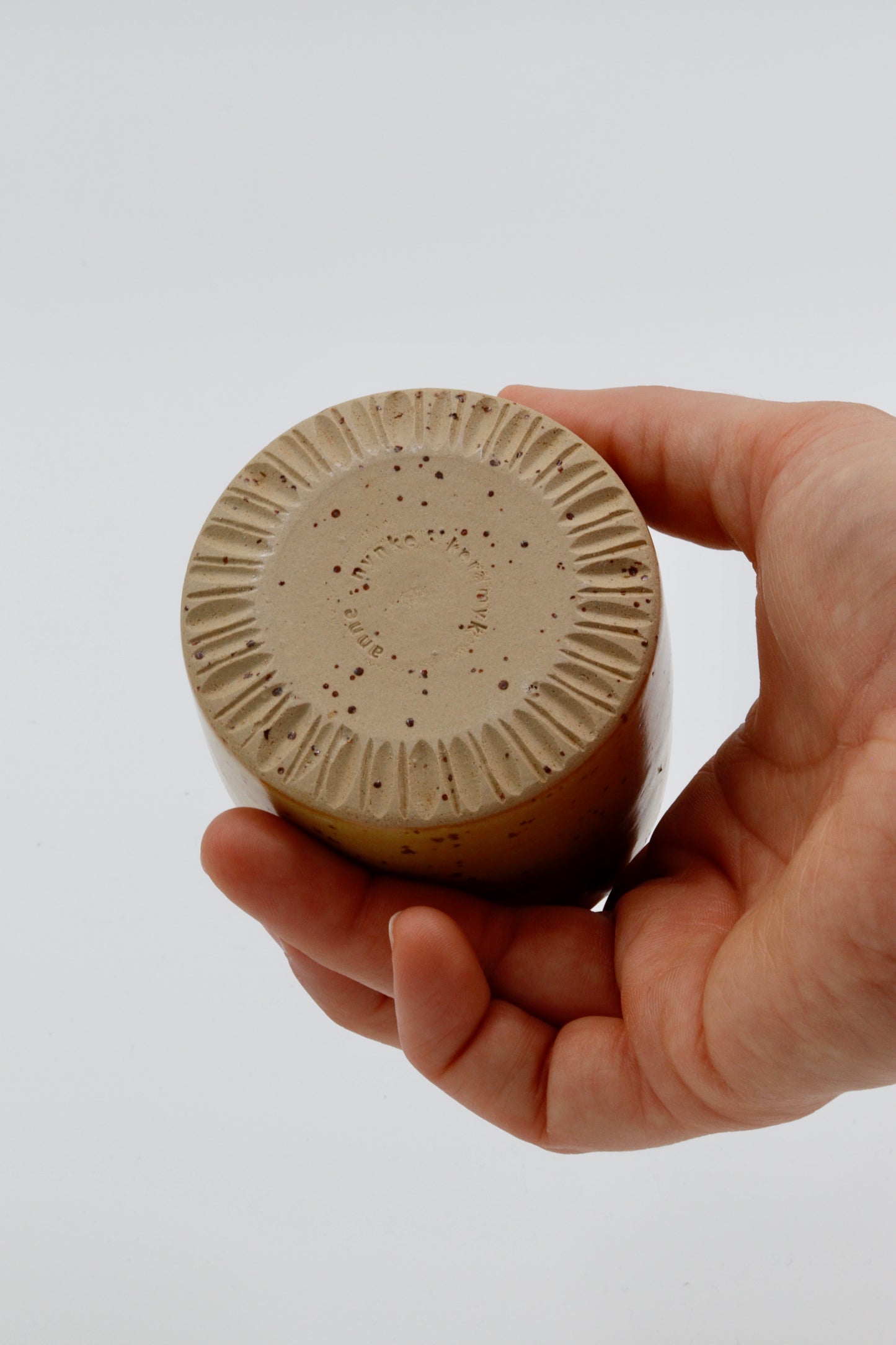 Koffiekopje geel/groen spikkel #13