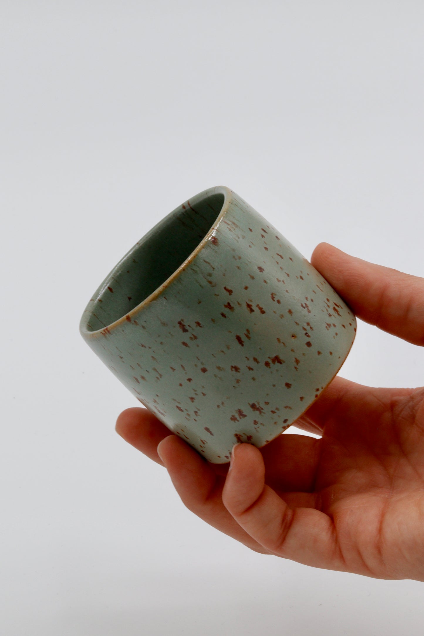 Koffiekopje groen/turquoise spikkel #10