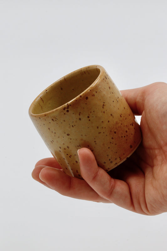 Koffiekopje geel/groen spikkel #13