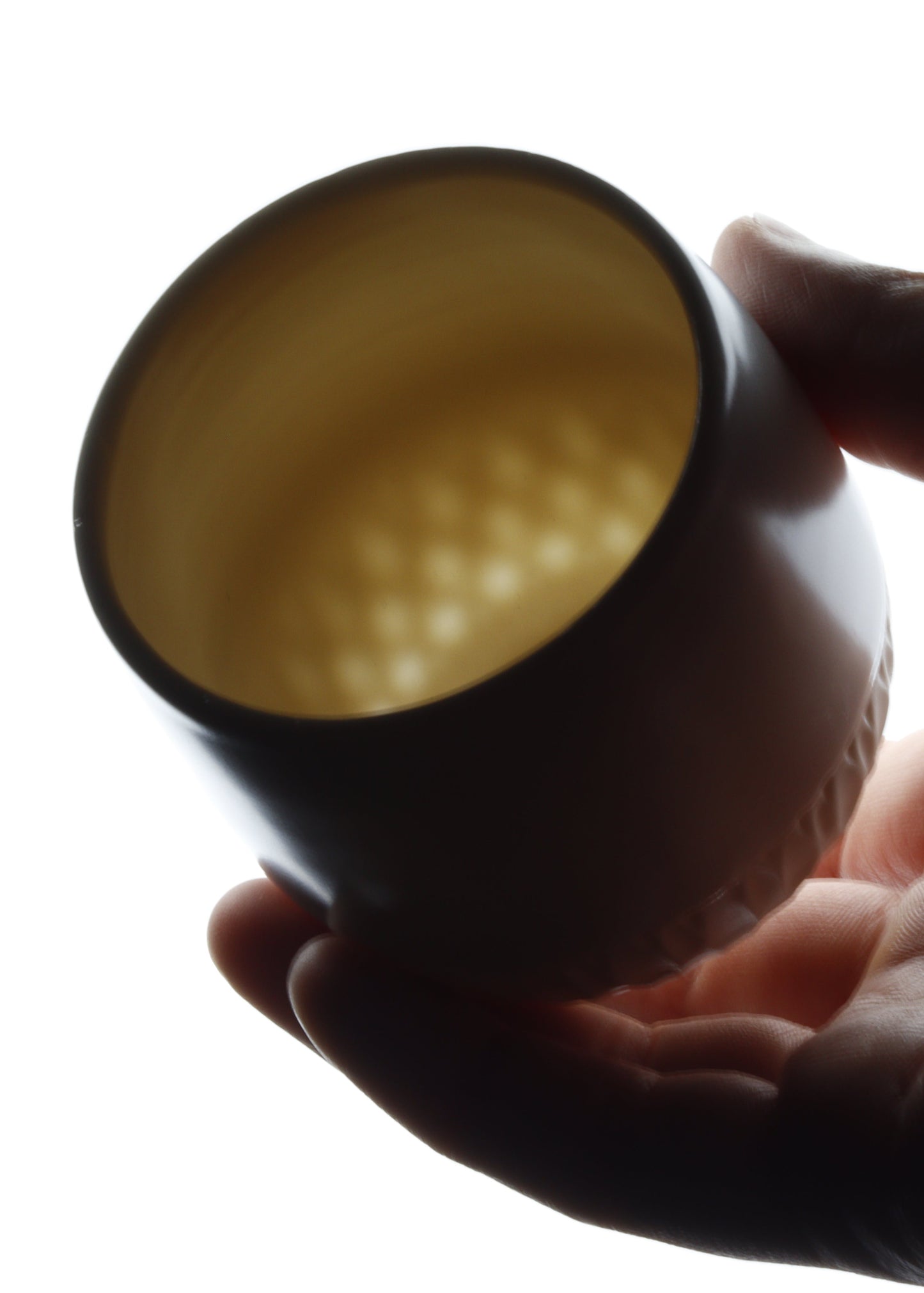 Handgedraaid porseleinen koffiekopje - gekerfd #57