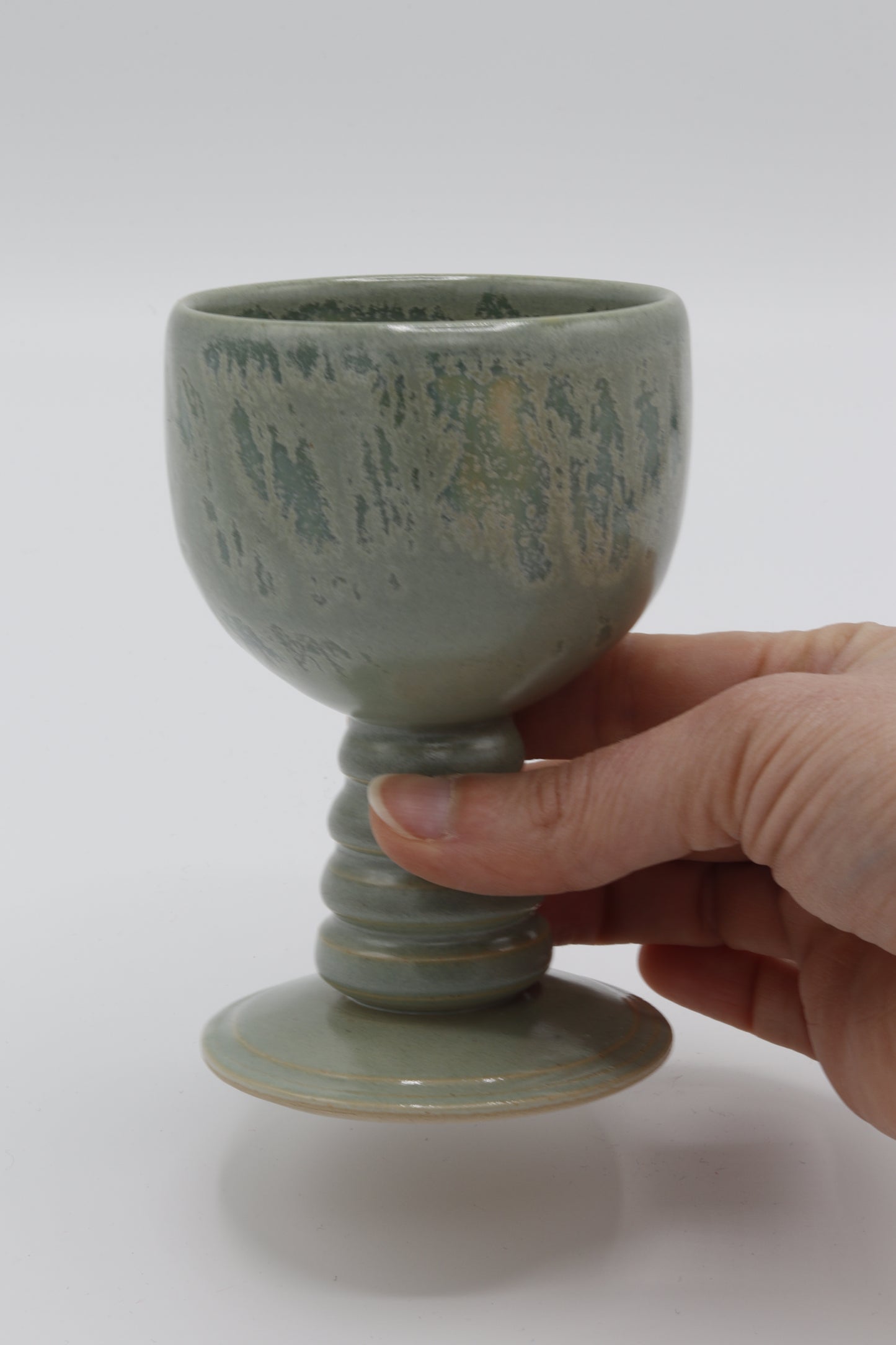 Handgedraaide Wijnkelk groen met effect - #71