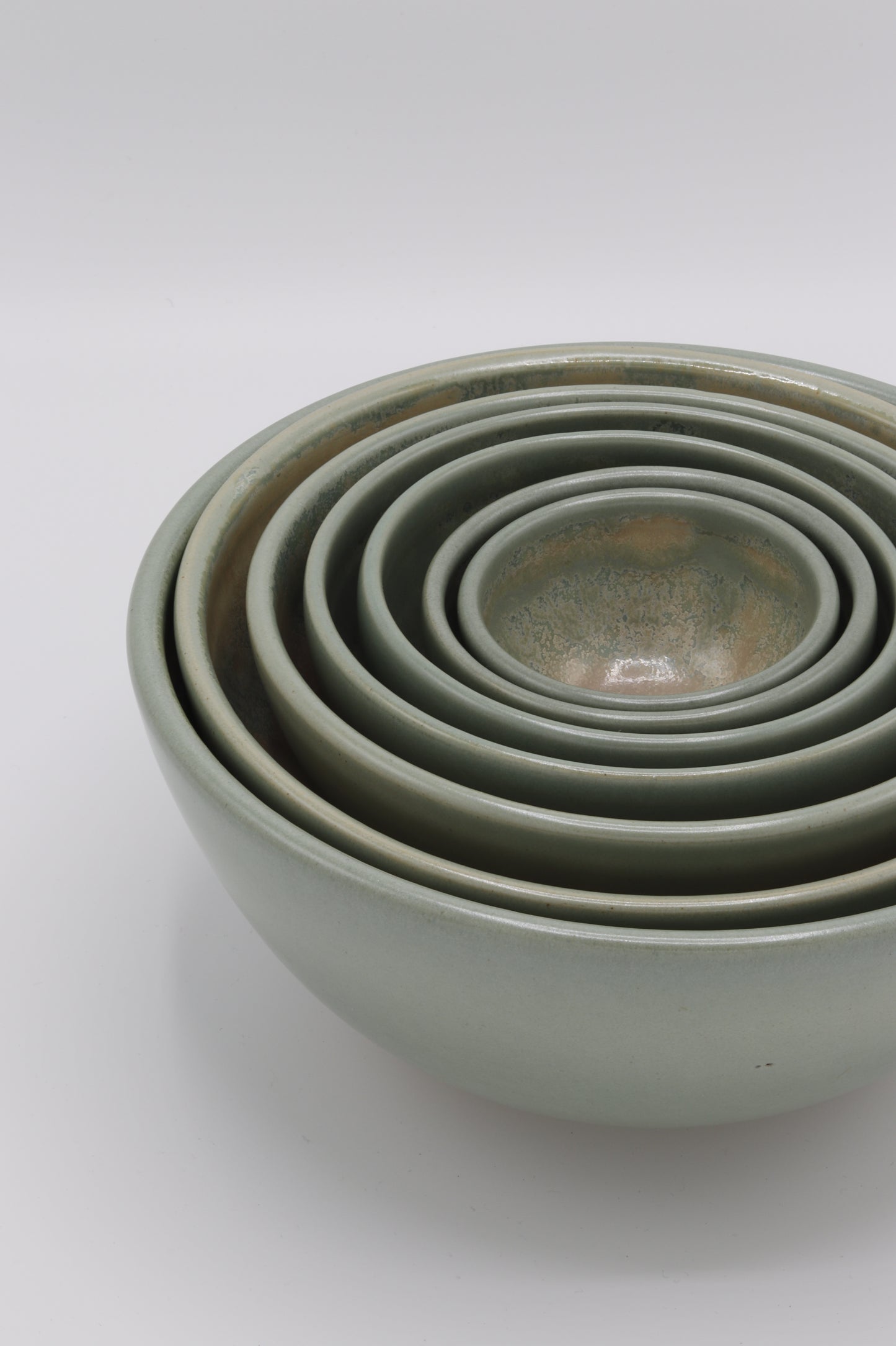 Handgedraaide nest schalen (7x) groen met effect - #72