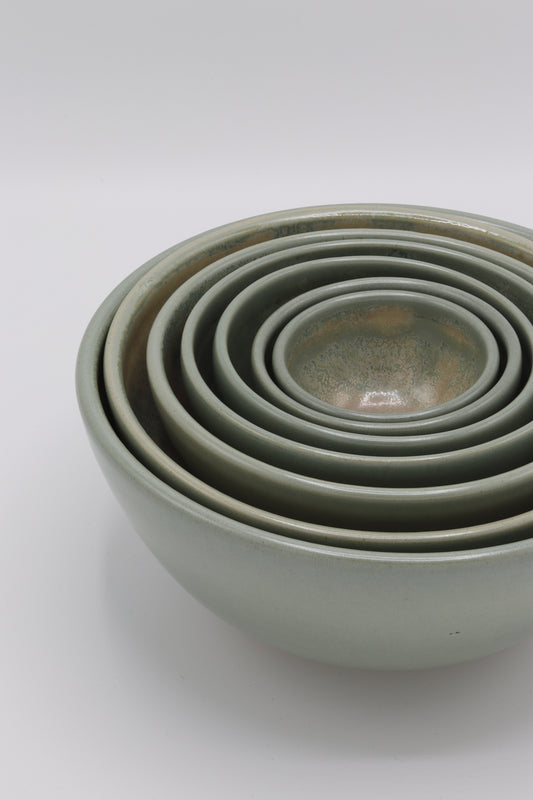 Handgedraaide nest schalen (7x) groen met effect - #72