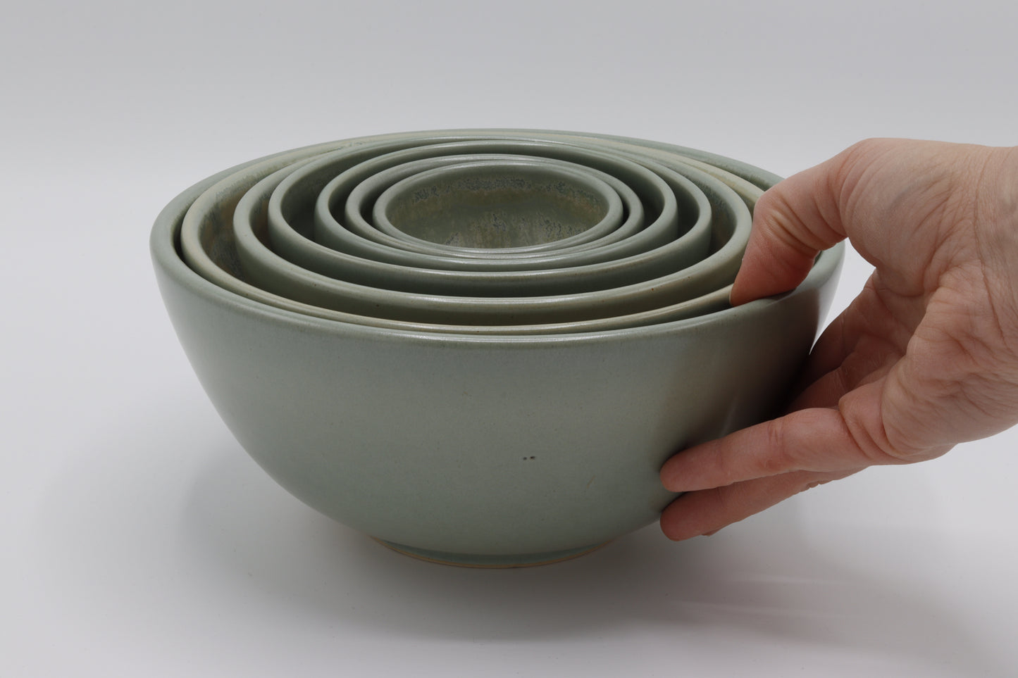 Handgedraaide nest schalen (7x) groen met effect - #72