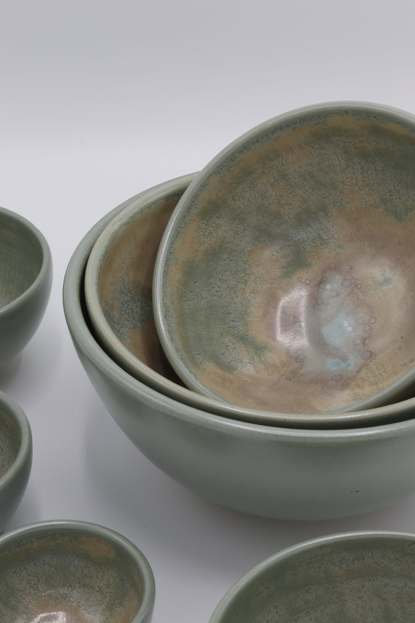 Handgedraaide nest schalen (7x) groen met effect - #72