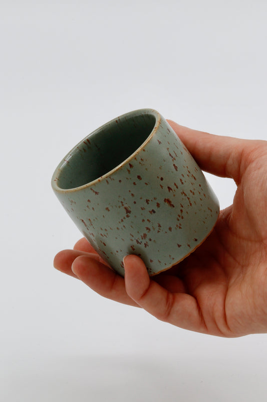 Koffiekopje groen/turquoise spikkel #9